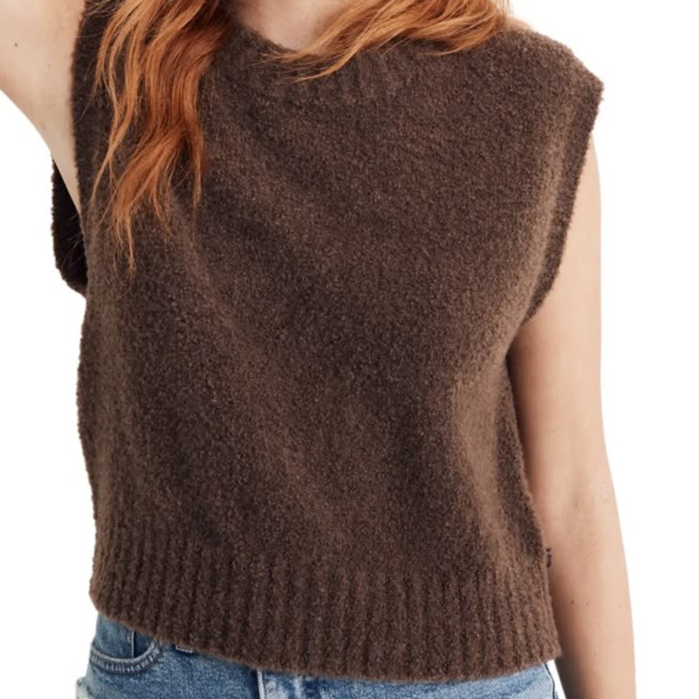 Madewell Chocolate Sleeveless Crew Neck Sweater